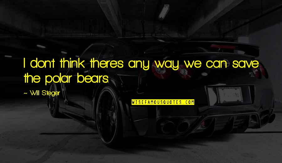 Way We Think Quotes By Will Steger: I don't think there's any way we can