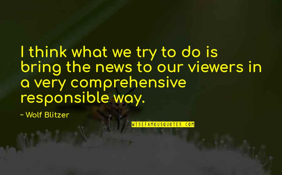 Way We Think Quotes By Wolf Blitzer: I think what we try to do is