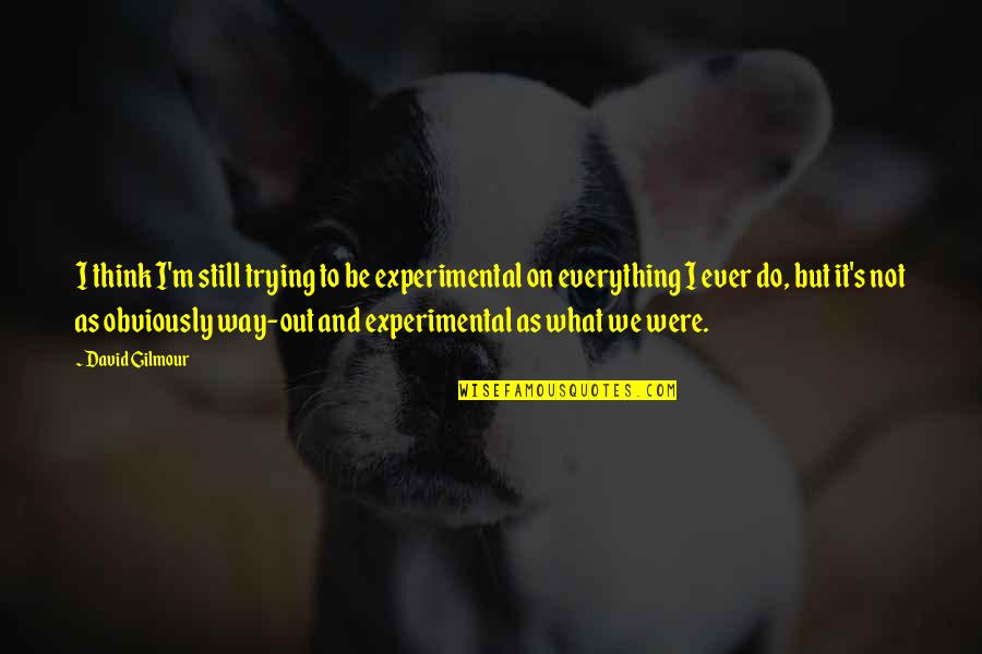 Way We Were Quotes By David Gilmour: I think I'm still trying to be experimental Way We Were Quotes By David Gilmour: I think I'm still trying to be experimental
