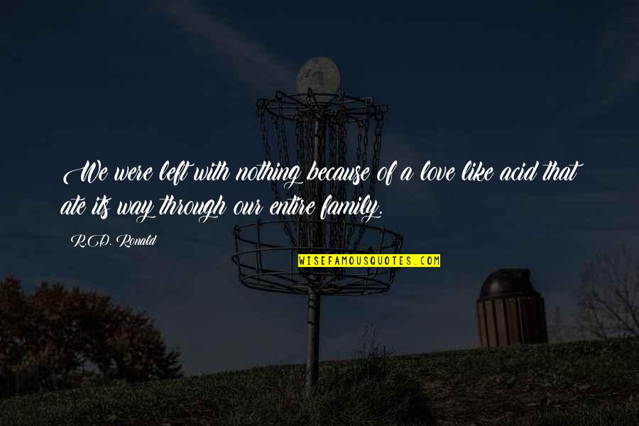 Way We Were Quotes By R.D. Ronald: We were left with nothing because of a Way We Were Quotes By R.D. Ronald: We were left with nothing because of a