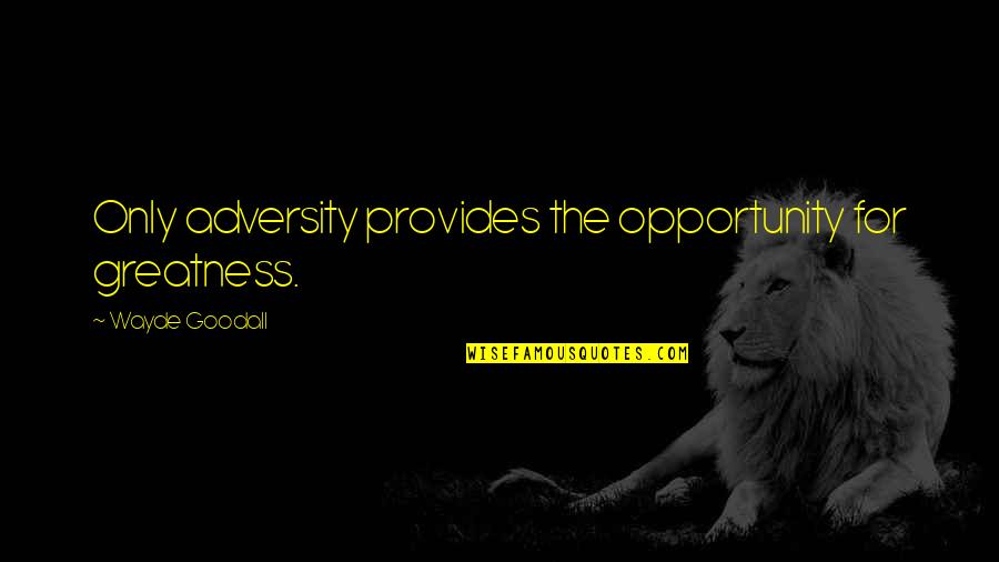 Wayde Quotes By Wayde Goodall: Only adversity provides the opportunity for greatness.