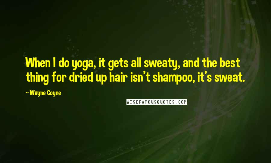 Wayne Coyne quotes: When I do yoga, it gets all sweaty, and the best thing for dried up hair isn't shampoo, it's sweat.