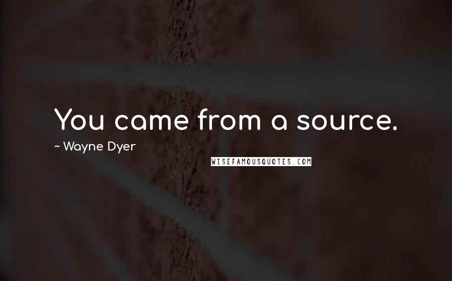 Wayne Dyer quotes: You came from a source.