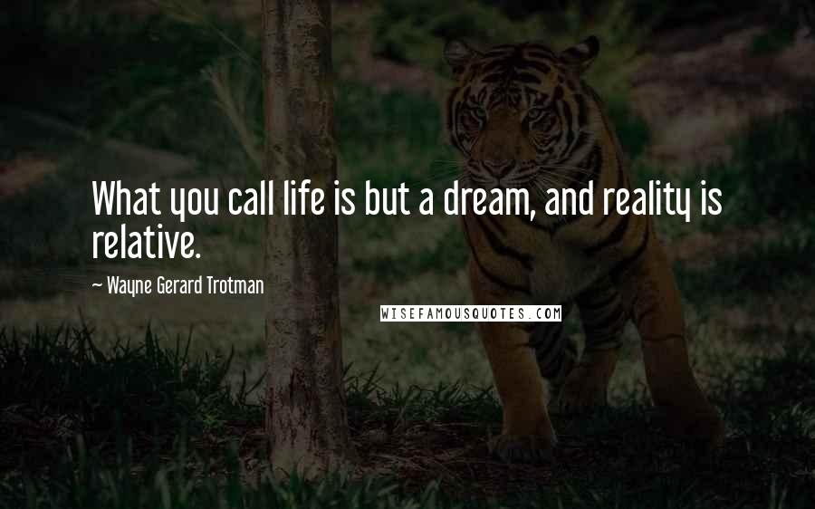 Wayne Gerard Trotman quotes: What you call life is but a dream, and reality is relative.