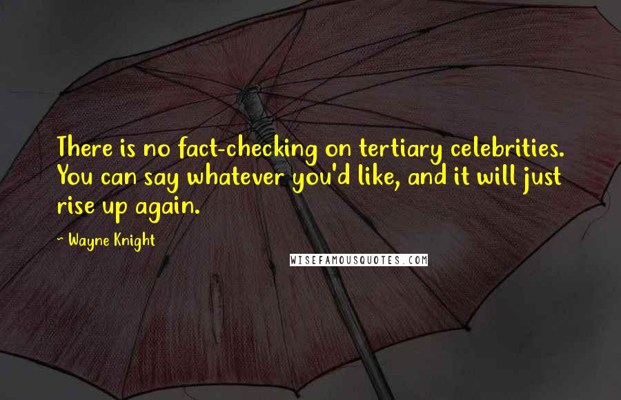 Wayne Knight quotes: There is no fact-checking on tertiary celebrities. You can say whatever you'd like, and it will just rise up again.