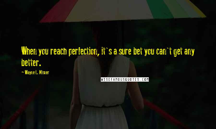 Wayne L. Misner quotes: When you reach perfection, it's a sure bet you can't get any better.
