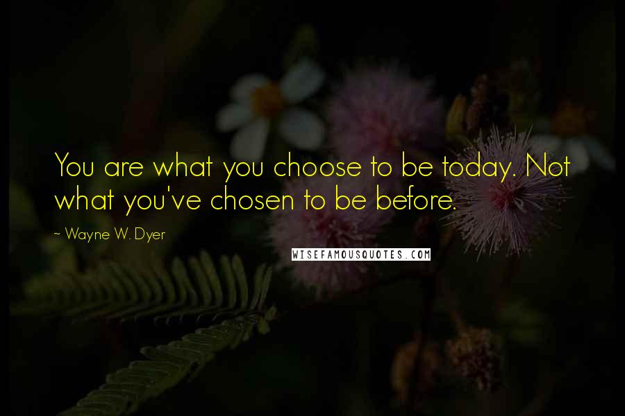 Wayne W. Dyer quotes: You are what you choose to be today. Not what you've chosen to be before.