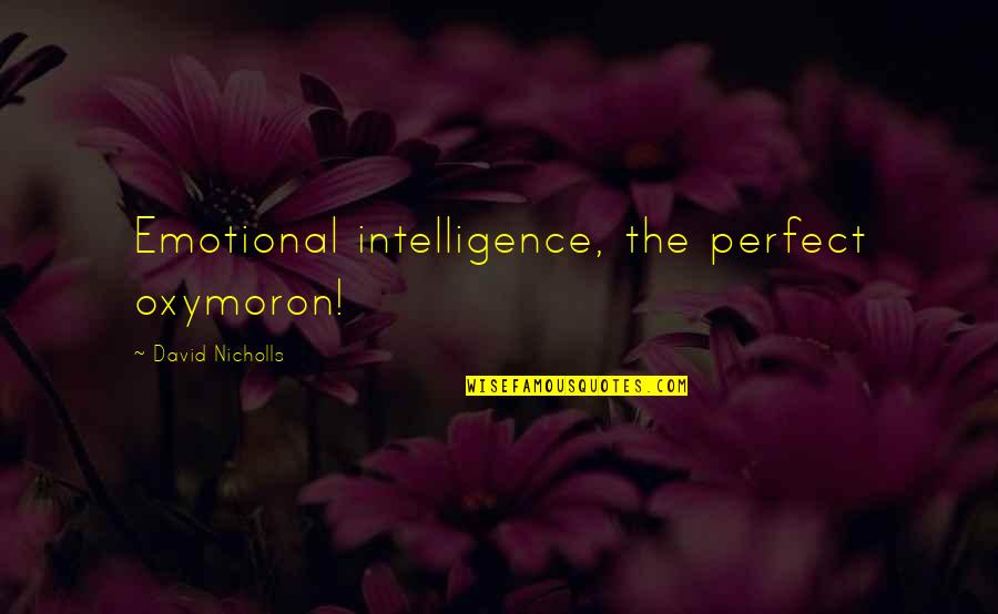Wazzan Kuwait Quotes By David Nicholls: Emotional intelligence, the perfect oxymoron!