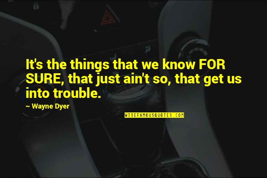 We Ain't Quotes By Wayne Dyer: It's the things that we know FOR SURE,