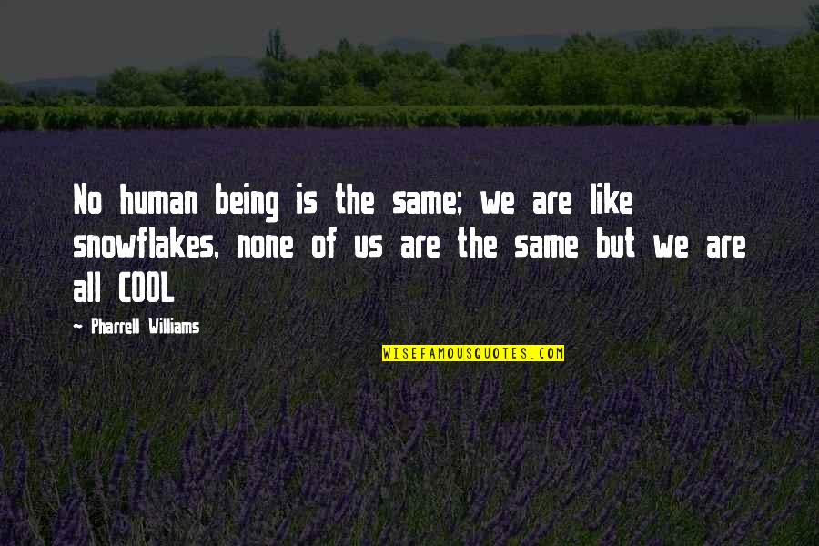 We All Are Humans Quotes By Pharrell Williams: No human being is the same; we are