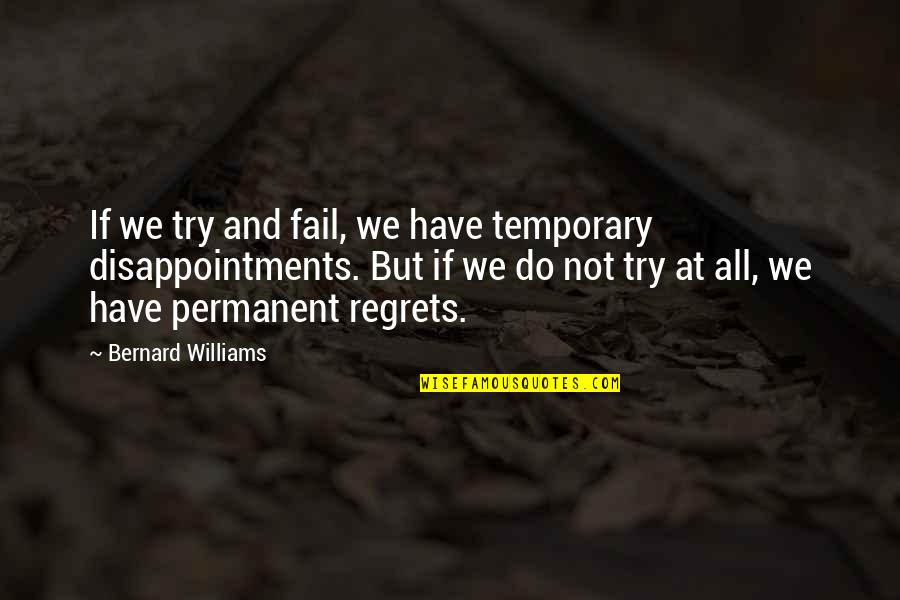 We All Have Regrets Quotes By Bernard Williams: If we try and fail, we have temporary