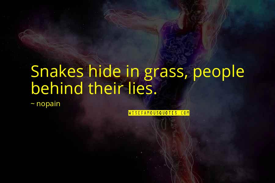 We All Hide Behind Mask Quotes By Nopain: Snakes hide in grass, people behind their lies.