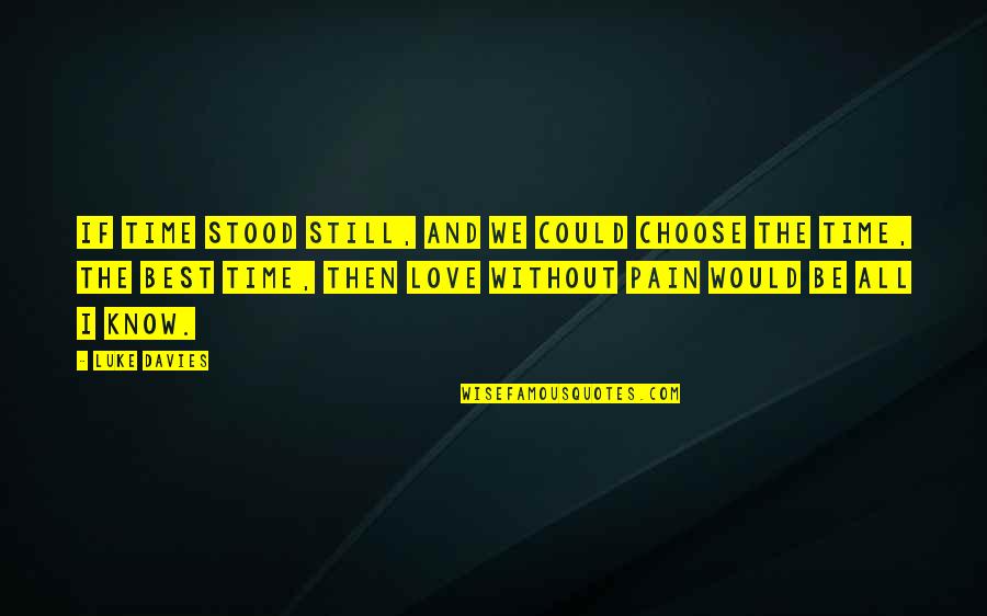 We All Know The Pain Quotes By Luke Davies: If time stood still, and we could choose We All Know The Pain Quotes By Luke Davies: If time stood still, and we could choose
