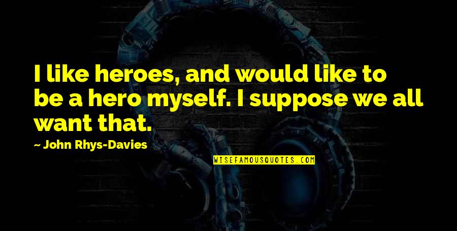 We All Want Quotes By John Rhys-Davies: I like heroes, and would like to be