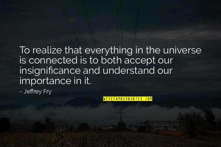 We Are All Connected To The Universe Quotes By Jeffrey Fry: To realize that everything in the universe is