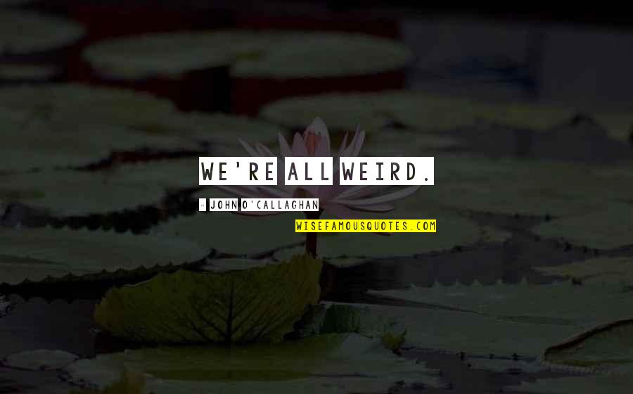 We Are All Different And Unique Quotes By John O'Callaghan: We're all weird. We Are All Different And Unique Quotes By John O'Callaghan: We're all weird.