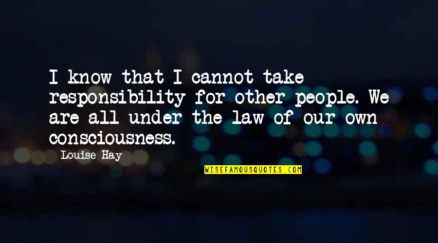 We Are All People Quotes By Louise Hay: I know that I cannot take responsibility for