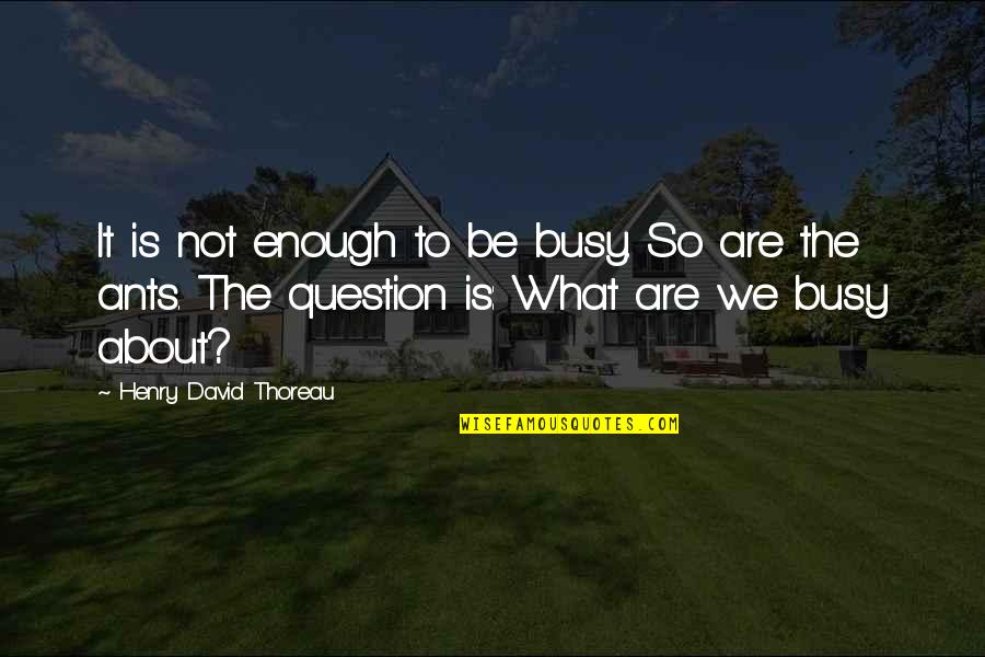 We Are Ants Quotes By Henry David Thoreau: It is not enough to be busy. So We Are Ants Quotes By Henry David Thoreau: It is not enough to be busy. So
