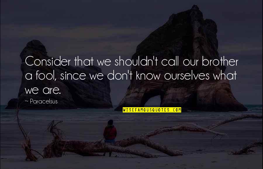 We Are Brother Quotes By Paracelsus: Consider that we shouldn't call our brother a