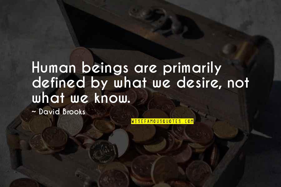 We Are Defined By Quotes By David Brooks: Human beings are primarily defined by what we
