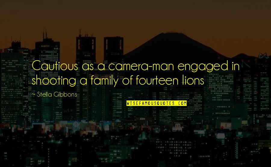 We Are Engaged Quotes By Stella Gibbons: Cautious as a camera-man engaged in shooting a
