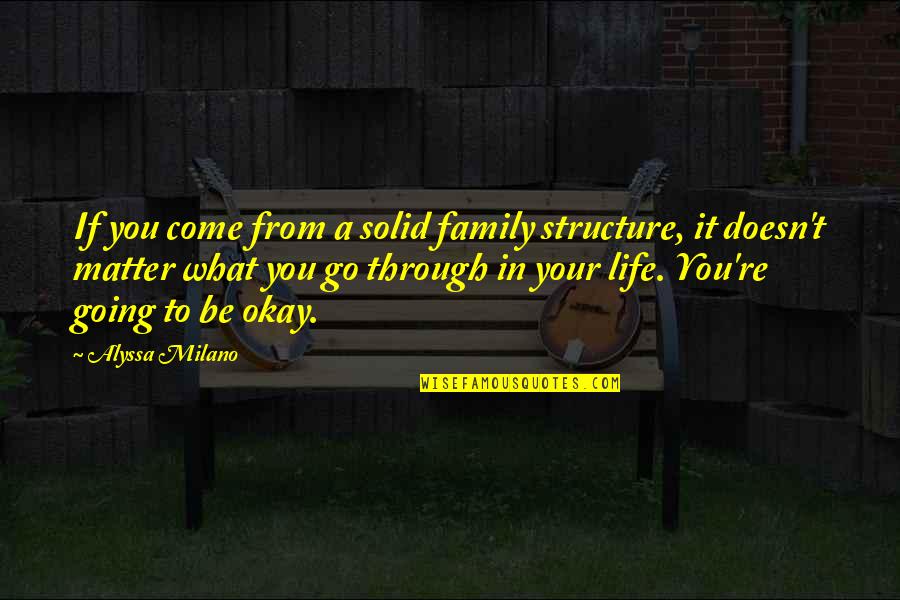 We Are Family No Matter What Quotes By Alyssa Milano: If you come from a solid family structure,