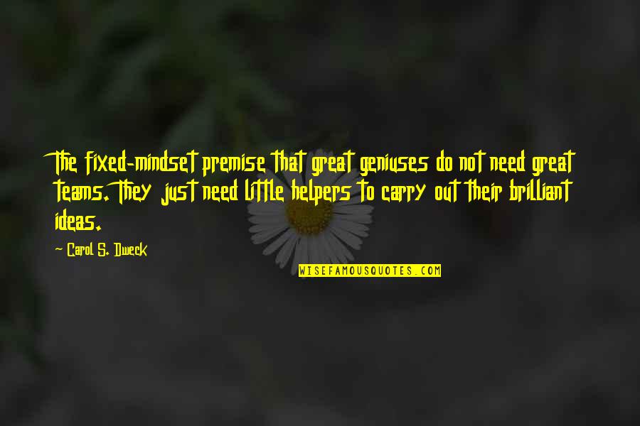 We Are Helpers Quotes By Carol S. Dweck: The fixed-mindset premise that great geniuses do not