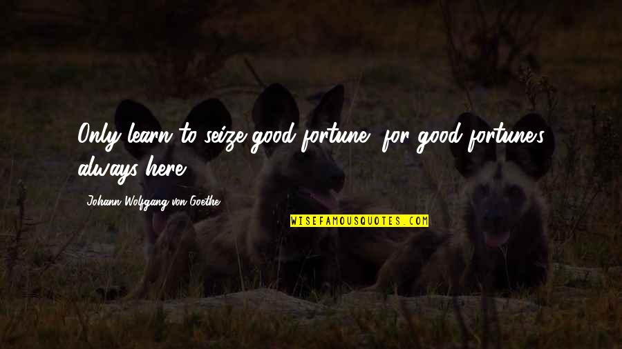 We Are Here To Learn Quotes By Johann Wolfgang Von Goethe: Only learn to seize good fortune, for good