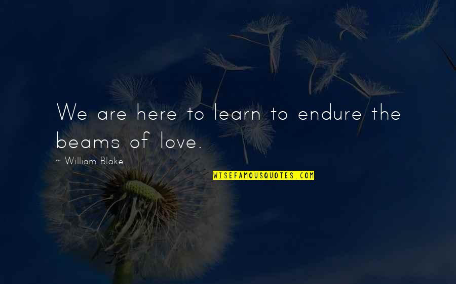 We Are Here To Learn Quotes By William Blake: We are here to learn to endure the