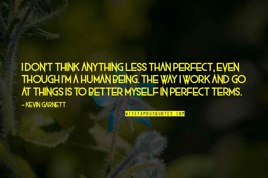 We Are Human We Are Not Perfect Quotes By Kevin Garnett: I don't think anything less than perfect, even