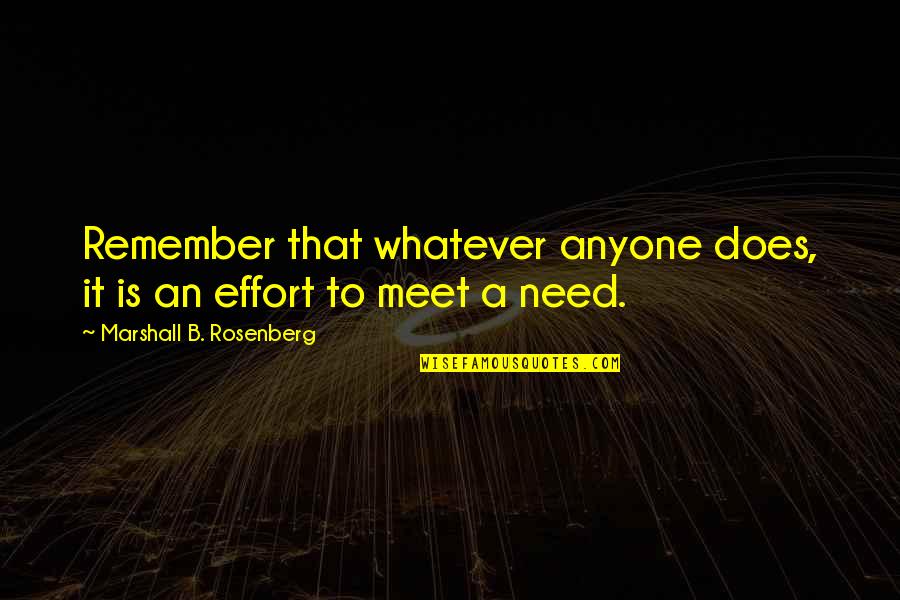 We Are Marshall Best Quotes By Marshall B. Rosenberg: Remember that whatever anyone does, it is an