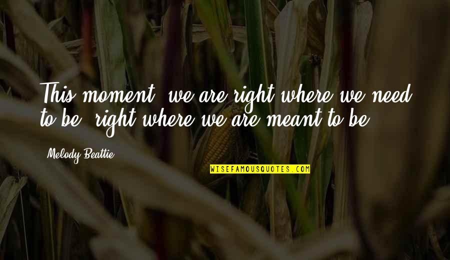 We Are Meant To Be Quotes By Melody Beattie: This moment, we are right where we need