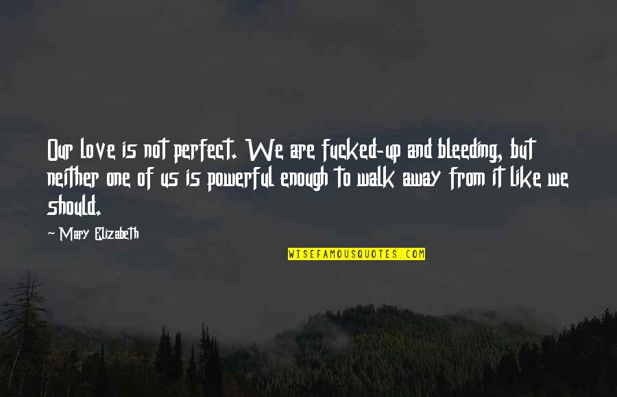 We Are Not Perfect But Quotes By Mary Elizabeth: Our love is not perfect. We are fucked-up
