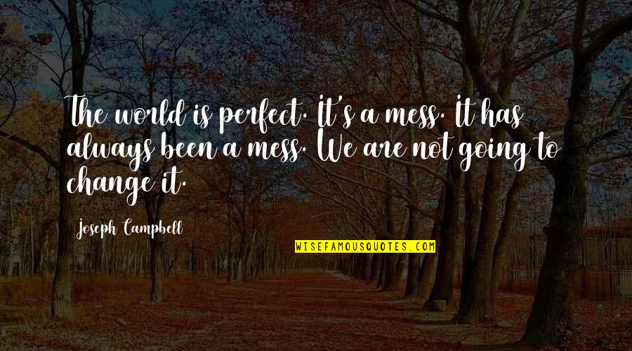 We Are Perfect Quotes By Joseph Campbell: The world is perfect. It's a mess. It We Are Perfect Quotes By Joseph Campbell: The world is perfect. It's a mess. It