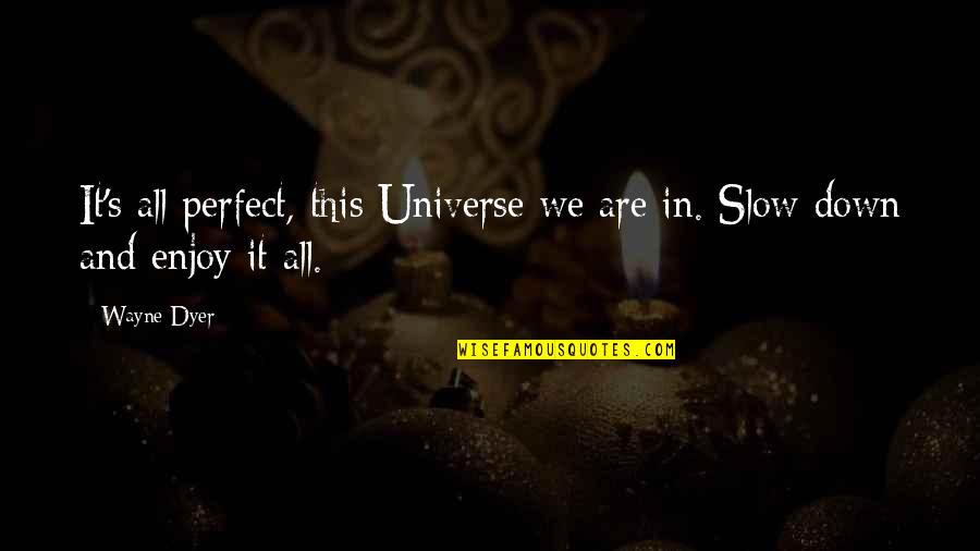 We Are Perfect Quotes By Wayne Dyer: It's all perfect, this Universe we are in.