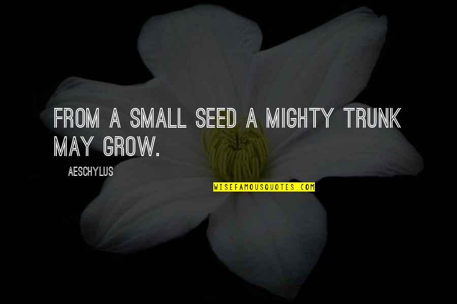 We Are Small But Mighty Quotes By Aeschylus: From a small seed a mighty trunk may