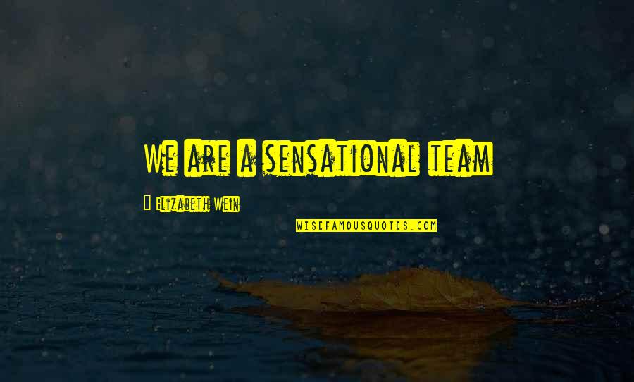 We Are Team Quotes By Elizabeth Wein: We are a sensational team