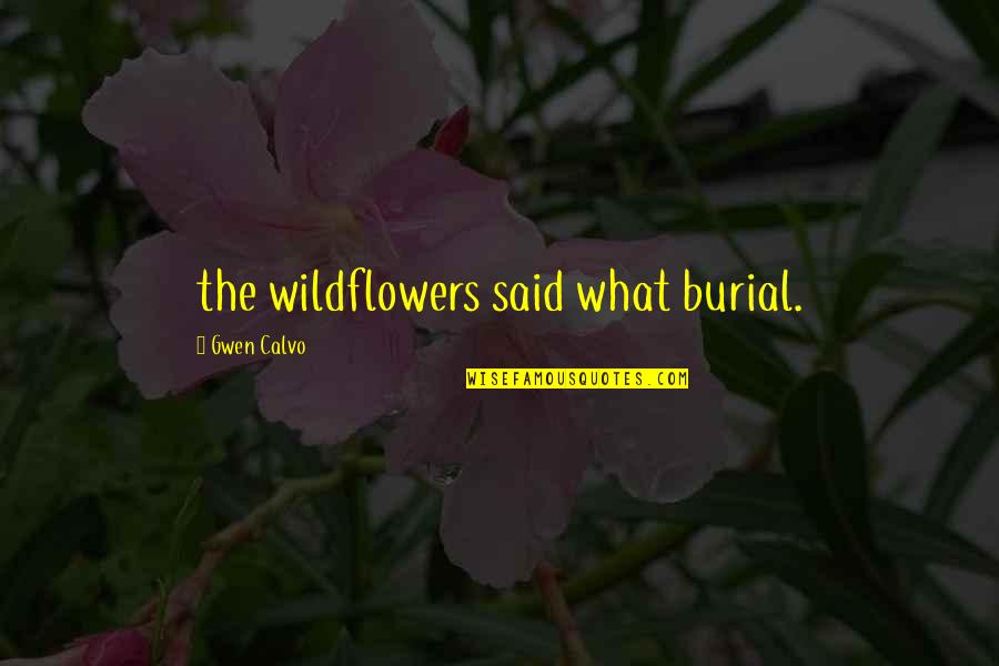 We Are Watching History Being Written Quotes By Gwen Calvo: the wildflowers said what burial. We Are Watching History Being Written Quotes By Gwen Calvo: the wildflowers said what burial.