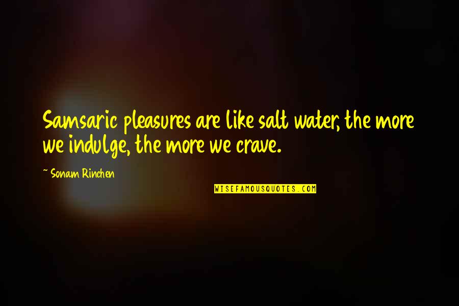 We Are Water Quotes By Sonam Rinchen: Samsaric pleasures are like salt water, the more