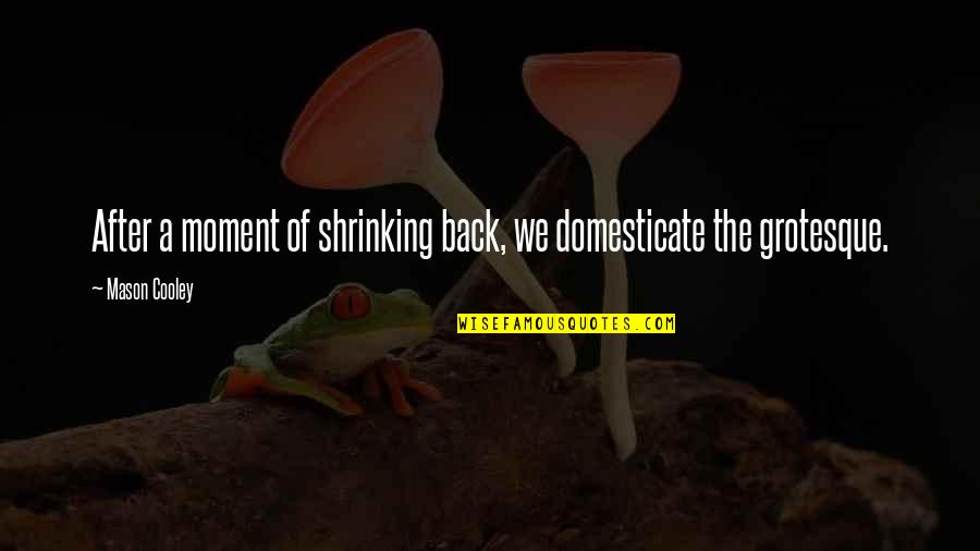 We Back Quotes By Mason Cooley: After a moment of shrinking back, we domesticate