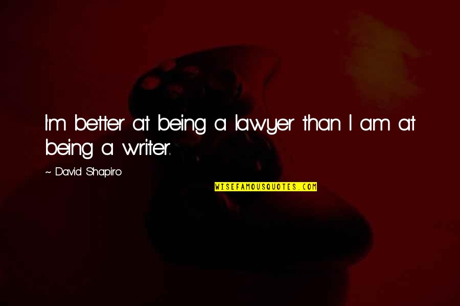 We Being Ghosts Quotes By David Shapiro: I'm better at being a lawyer than I We Being Ghosts Quotes By David Shapiro: I'm better at being a lawyer than I