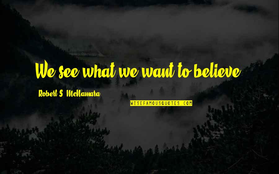 We Believe What We Want To Believe Quotes By Robert S. McNamara: We see what we want to believe.