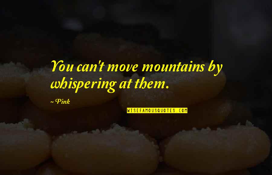 We Can Move Mountains Quotes By Pink: You can't move mountains by whispering at them.