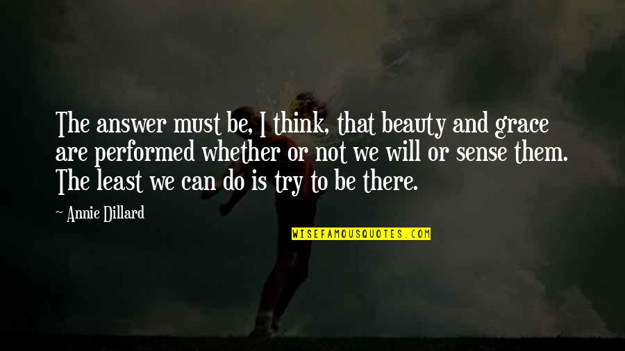 We Can Try Quotes By Annie Dillard: The answer must be, I think, that beauty