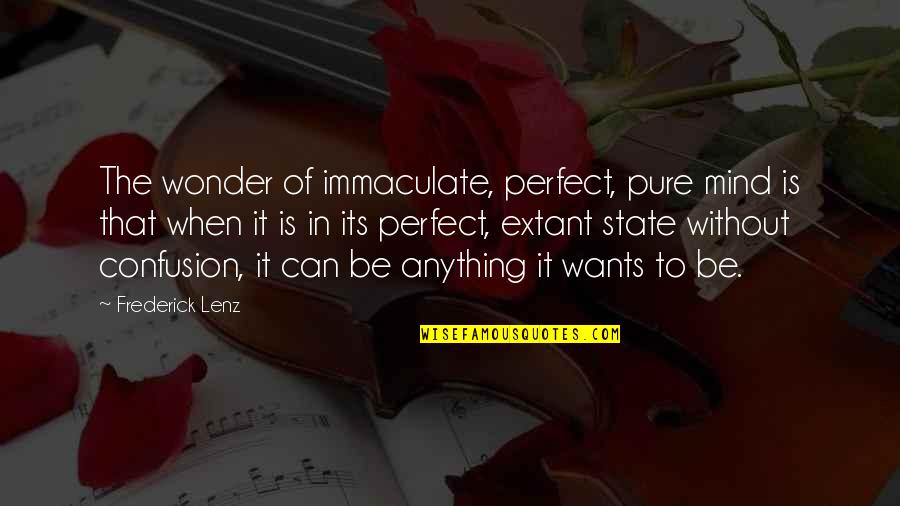 We Can't Be Perfect Quotes By Frederick Lenz: The wonder of immaculate, perfect, pure mind is