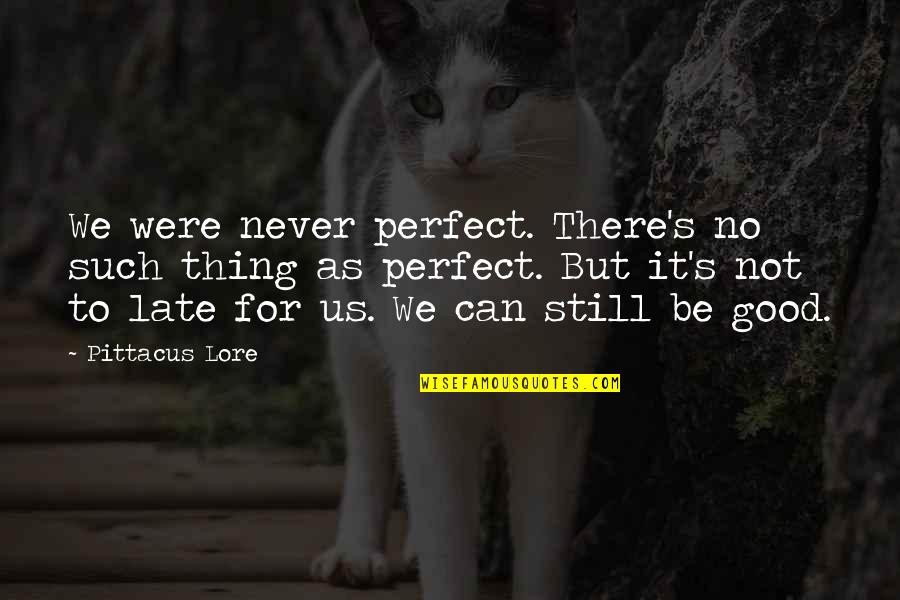 We Can't Be Perfect Quotes By Pittacus Lore: We were never perfect. There's no such thing