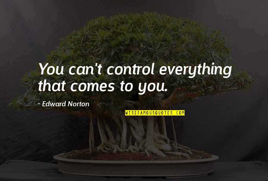 We Can't Control Everything Quotes By Edward Norton: You can't control everything that comes to you.
