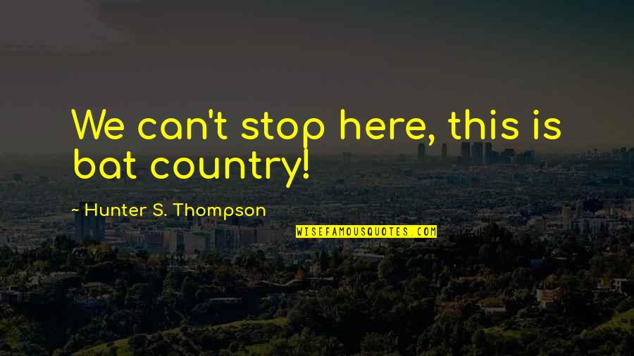 We Can't Stop Quotes By Hunter S. Thompson: We can't stop here, this is bat country!