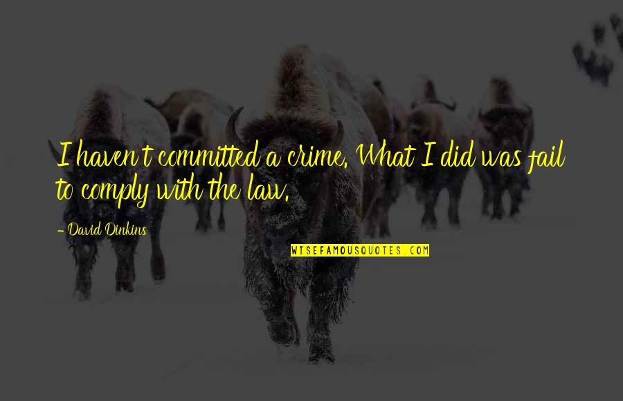 We Comply Quotes By David Dinkins: I haven't committed a crime. What I did