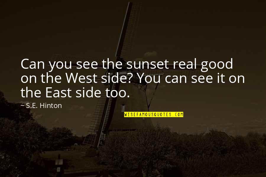 We Cry Together Quotes By S.E. Hinton: Can you see the sunset real good on